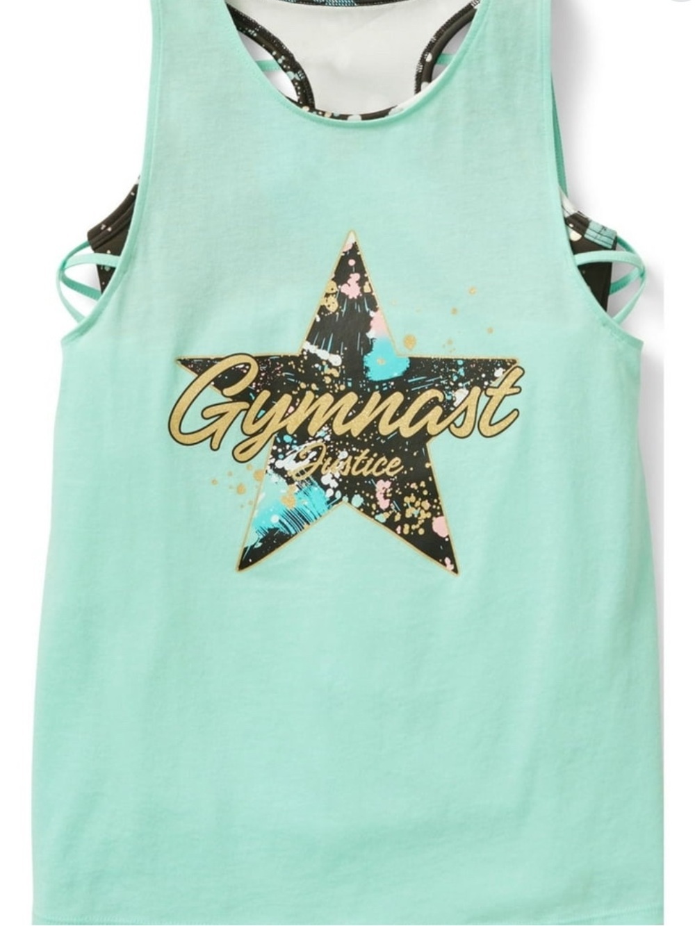 Justice Girls' Fashion Tank with Built-in Sports Bra - Size M(10)